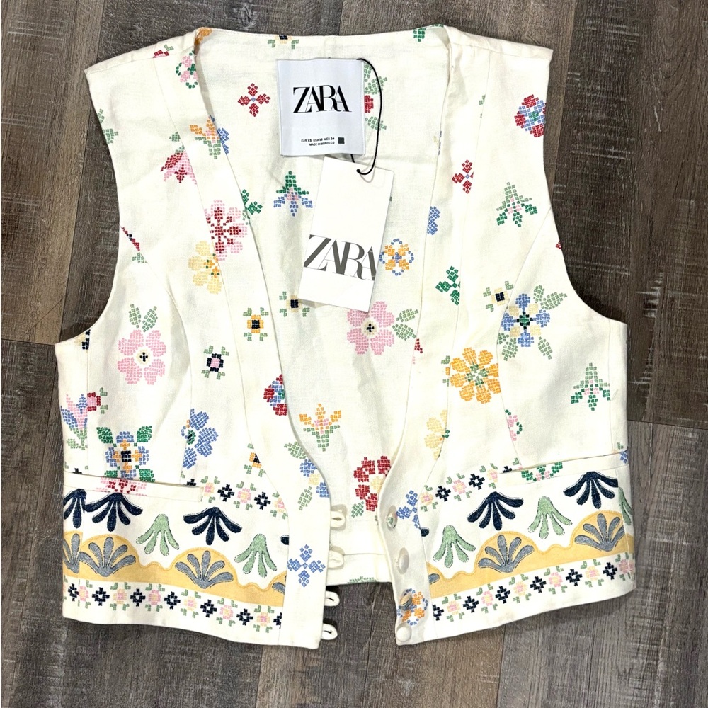 Zara Cream Vest with Beautiful Embroidery